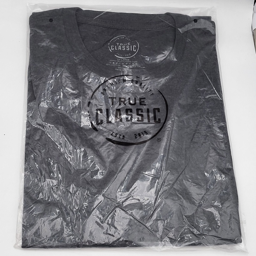 New Sealed! True Classic Carbon Gray Crew Neck T-Shirt Men's XX-Large